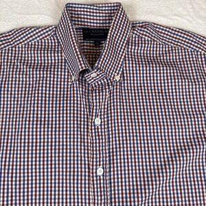 Huckleberry 100% Egyptian Cotton Men's Plaid Button Up Made In USA 17 Slim